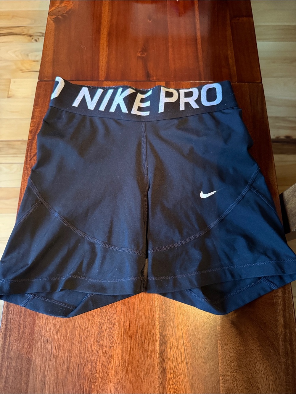 Nike Pro Black Women’s Athletic Shorts with Logo Waistband